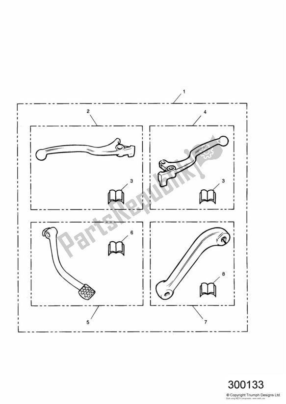 All parts for the Chrome Levers of the Triumph Legend TT 885 1999 - 2001