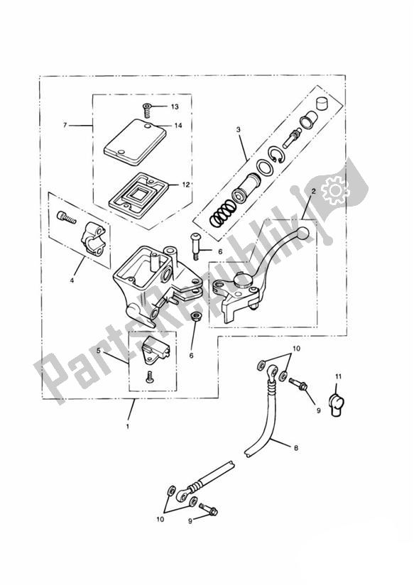 Alle onderdelen voor de Koppeling Hoofdremcilinder van de Triumph Legend TT 885 1999 - 2001