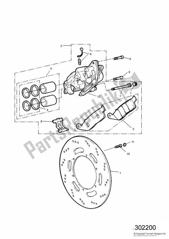 All parts for the Front Brake Caliper And Disc of the Triumph Legend TT 885 1999 - 2001