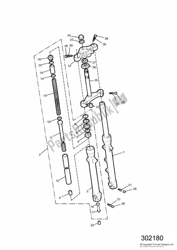 Alle onderdelen voor de Front Forks And Yokes > 92893 van de Triumph Legend TT 885 1999 - 2001