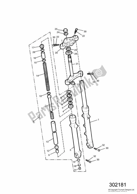 Wszystkie części do Front Forks And Yokes 92894 > Triumph Legend TT 885 1999 - 2001