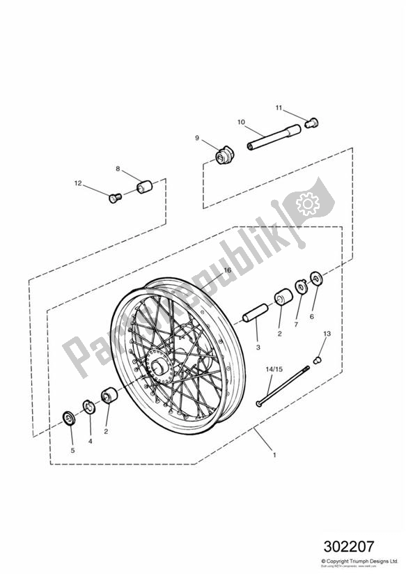 Alle onderdelen voor de Voorwiel van de Triumph Legend TT 885 1999 - 2001