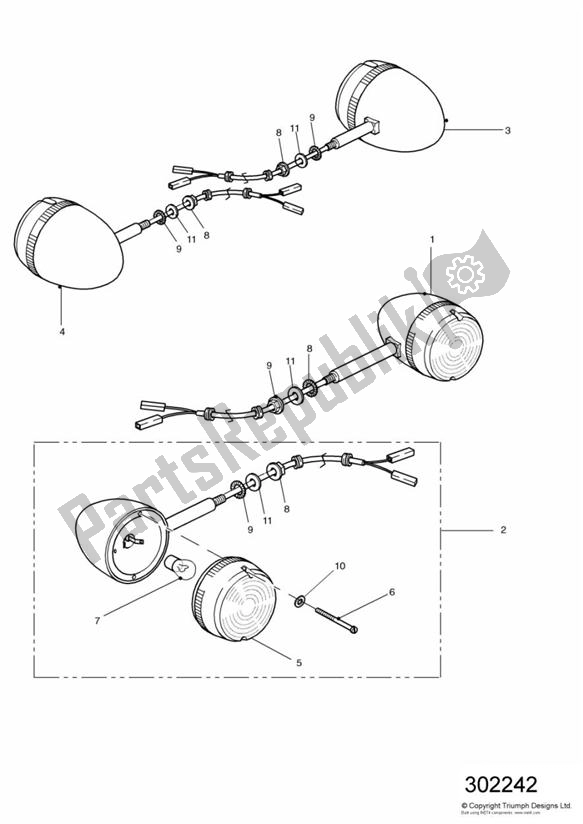 Alle onderdelen voor de Indicatoren van de Triumph Legend TT 885 1999 - 2001