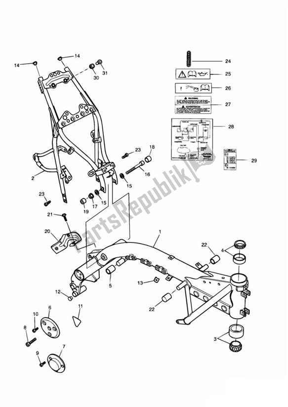 Alle onderdelen voor de Hoofdframe & Toebehoren van de Triumph Legend TT 885 1999 - 2001