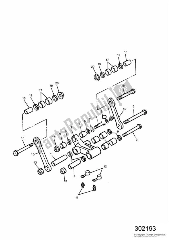 All parts for the Rear Suspension Linkage of the Triumph Legend TT 885 1999 - 2001