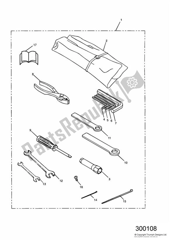 All parts for the Toolkit, 11pcs of the Triumph Legend TT 885 1999 - 2001