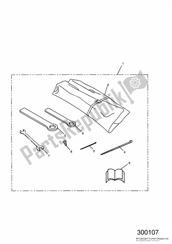 All parts for the Toolkit, 3 Pcs of the Triumph Legend TT 885 1999 - 2001