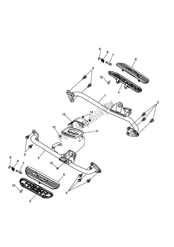 All parts for the F. Footrests & Mountings - Rocket Iii Classic (incl. Special Edition) of the Triumph Rocket III, Classic & Roadster 2300 2005 - 2012