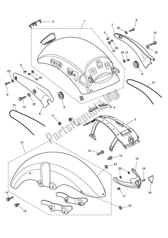 Toutes les pièces pour le Garde-boue du Triumph Rocket III, Classic & Roadster 2300 2005 - 2012