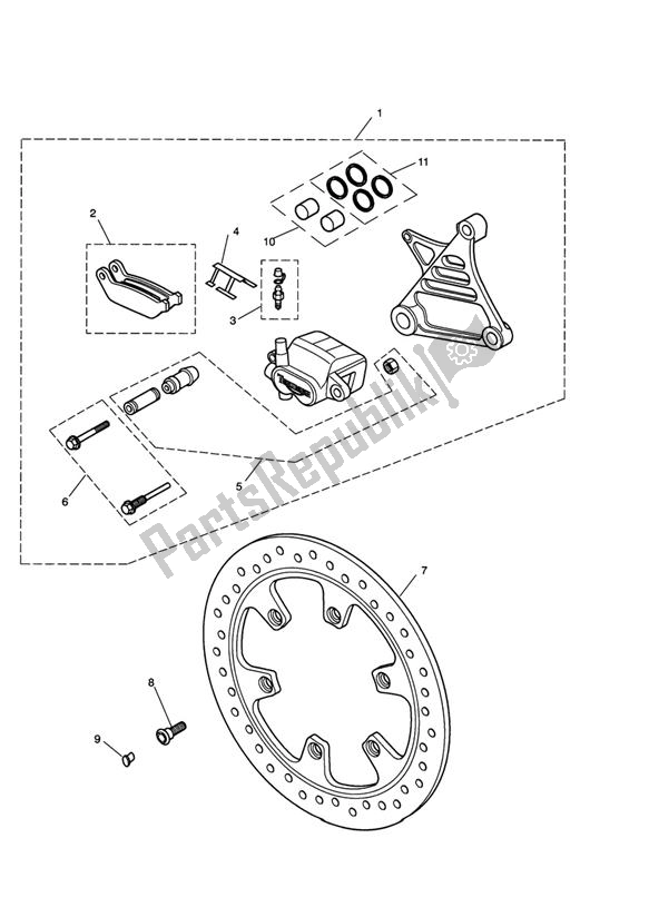 Toutes les pièces pour le Rear Brake Caliper & Disc du Triumph Rocket III, Classic & Roadster 2300 2005 - 2012