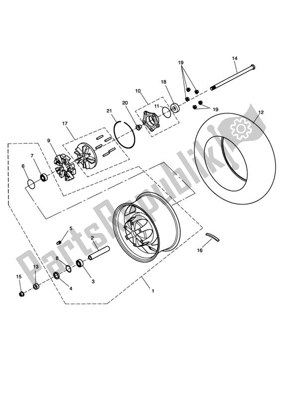 Todas las partes para Rueda Trasera Y Transmisión Final de Triumph Rocket III, Classic & Roadster 2300 2005 - 2012