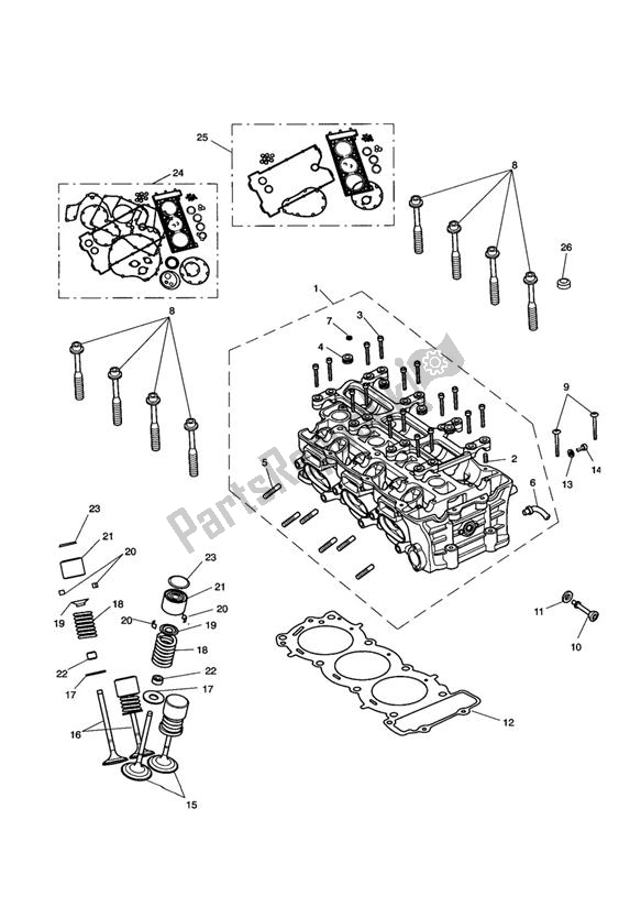 Todas las partes para Culata Y Válvulas de Triumph Rocket III, Classic & Roadster 2300 2005 - 2012