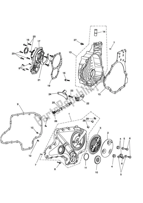 All parts for the Engine Covers of the Triumph Rocket III, Classic & Roadster 2300 2005 - 2012