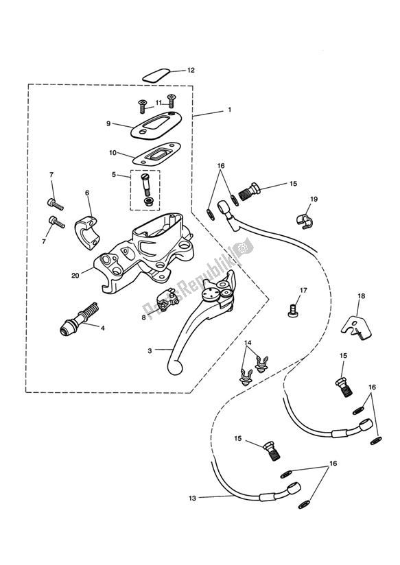 All parts for the Front Brake Master Cylinder & Hoses of the Triumph Rocket III, Classic & Roadster 2300 2005 - 2012