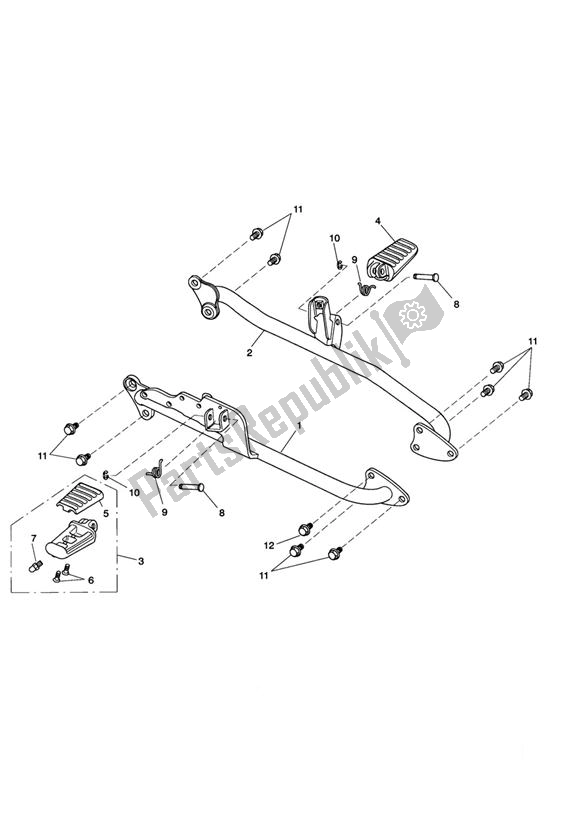 All parts for the Front Footrests & Mountings - Roadster of the Triumph Rocket III, Classic & Roadster 2300 2005 - 2012