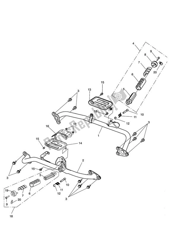 Tutte le parti per il Front Footrests & Mountings - Rocket Iii del Triumph Rocket III, Classic & Roadster 2300 2005 - 2012