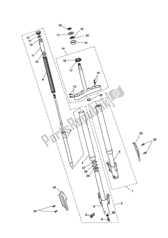 All parts for the Front Forks & Yokes - Roadster Only of the Triumph Rocket III, Classic & Roadster 2300 2005 - 2012