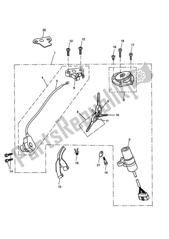 All parts for the Ignition Switch & Lock Set - 343681 > of the Triumph Rocket III, Classic & Roadster 2300 2005 - 2012