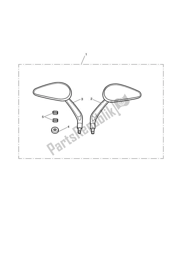 All parts for the Mirror Kit, Teardrop Style, Black of the Triumph Rocket III, Classic & Roadster 2300 2005 - 2012