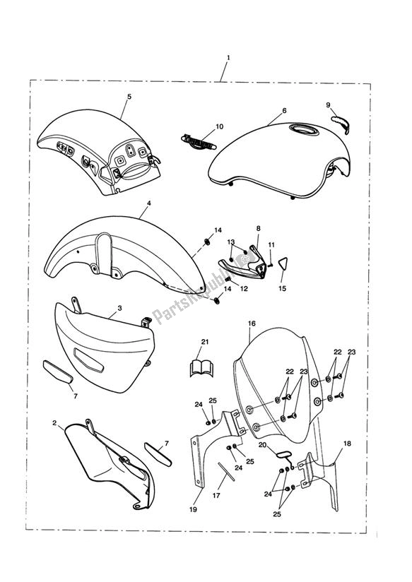 All parts for the Paint Kit/flyscreen of the Triumph Rocket III, Classic & Roadster 2300 2005 - 2012