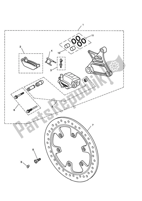 All parts for the Rear Brake Caliper & Disc of the Triumph Rocket III, Classic & Roadster 2300 2005 - 2012