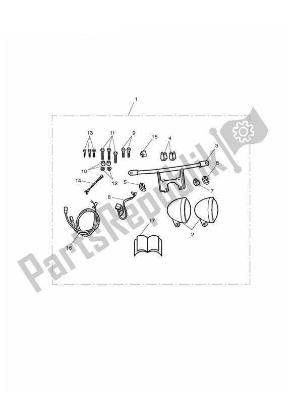 All parts for the Auxiliary Lamps Kit of the Triumph Rocket III Touring 2300 2008 - 2013