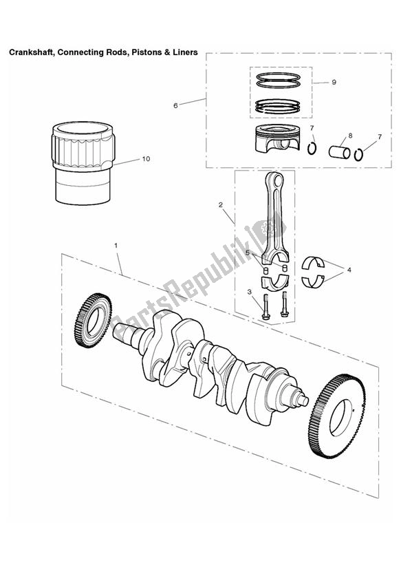 All parts for the Crankshaft, Connecting Rods, Pistons & Liners of the Triumph Rocket III Touring 2300 2008 - 2013