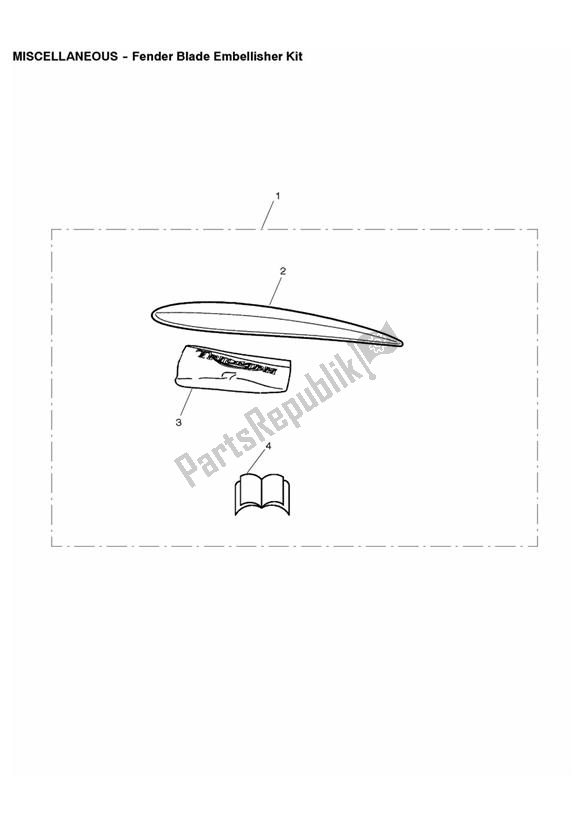 All parts for the Fender Blade Embellisher Kit of the Triumph Rocket III Touring 2300 2008 - 2013