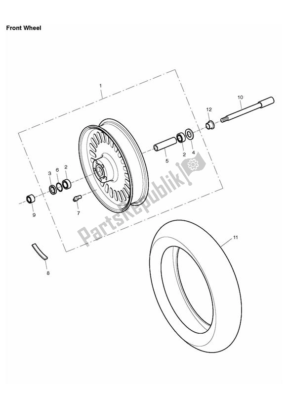 All parts for the Front Wheel of the Triumph Rocket III Touring 2300 2008 - 2013