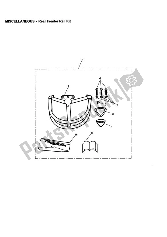 All parts for the Rear Fender Rail Kit of the Triumph Rocket III Touring 2300 2008 - 2013