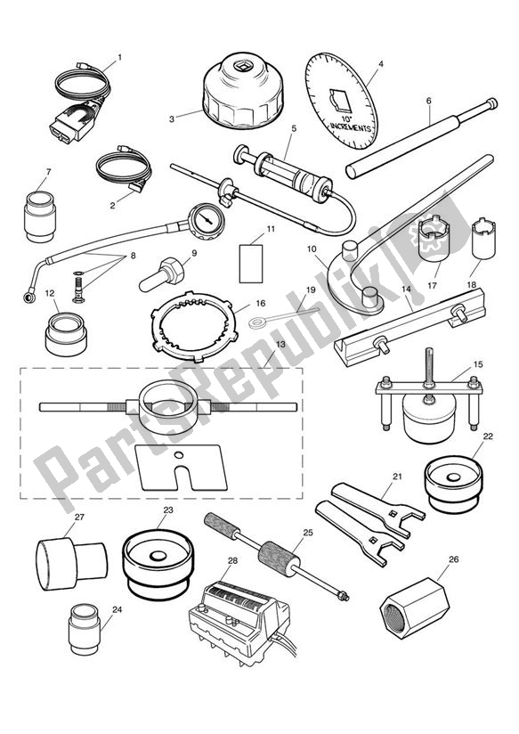 All parts for the Service Tools of the Triumph Rocket III Touring 2300 2008 - 2013