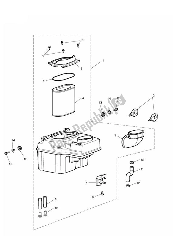 All parts for the Airbox of the Triumph Rocket III Touring 2300 2008 - 2013