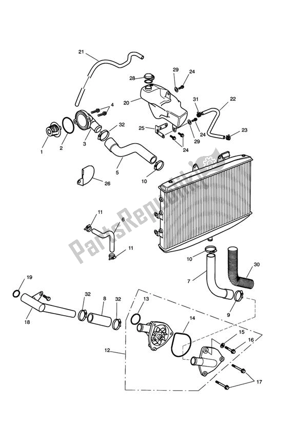 Todas las partes para Sistema De Refrigeración de Triumph Rocket III Touring 2300 2008 - 2013