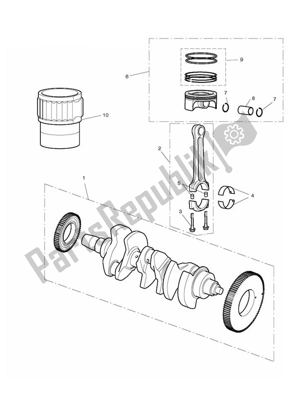 All parts for the Crankshaft, Connecting Rods, Pistons & Liners of the Triumph Rocket III Touring 2300 2008 - 2013