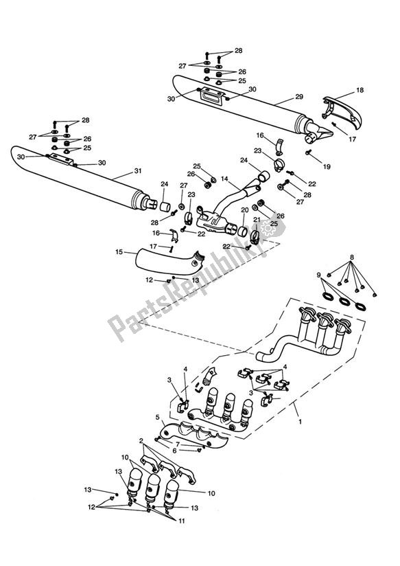 Toutes les pièces pour le Système D'échappement du Triumph Rocket III Touring 2300 2008 - 2013