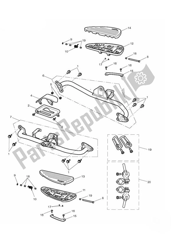 Toutes les pièces pour le Foot Controls - Rider du Triumph Rocket III Touring 2300 2008 - 2013