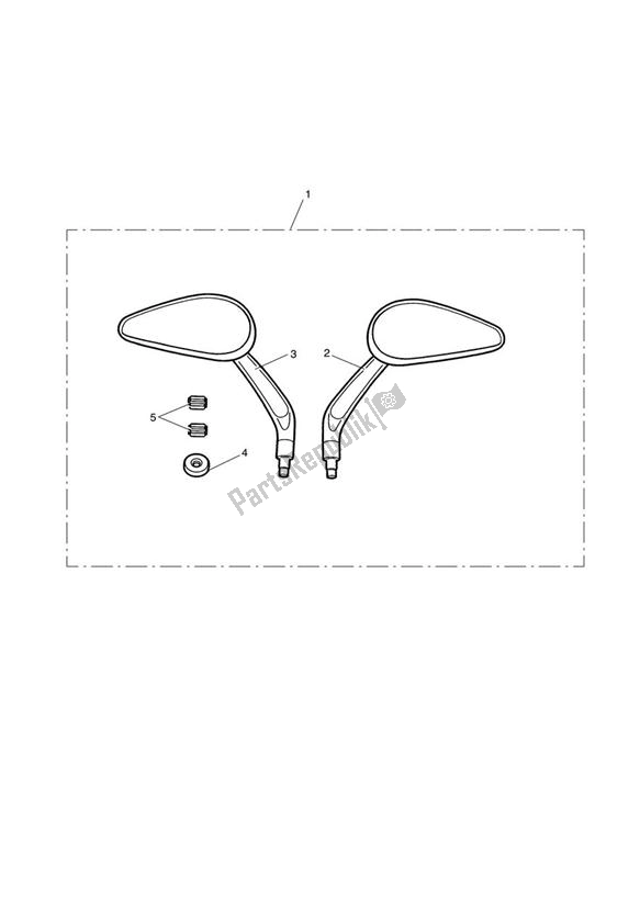 All parts for the Mirror Kit, Teardrop Style, Black of the Triumph Rocket III Touring 2300 2008 - 2013
