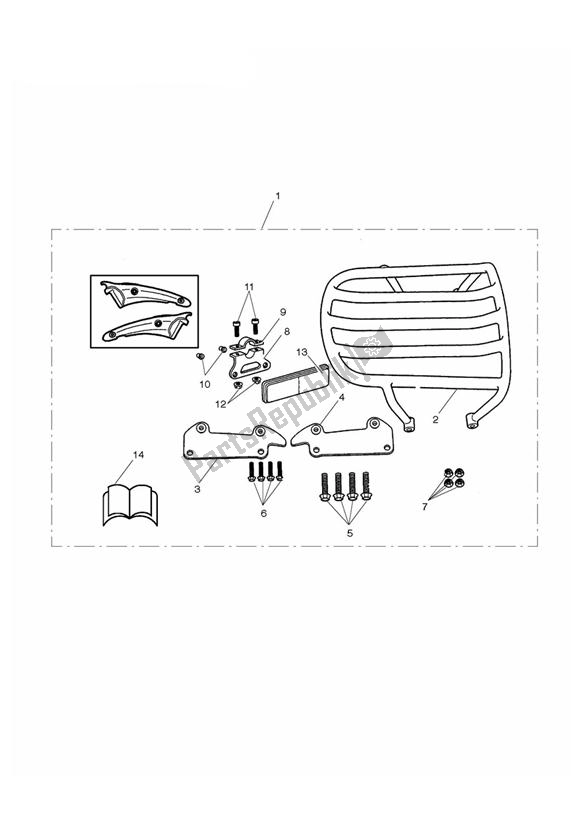 Tutte le parti per il Solo Luggage Rack Kit del Triumph Rocket III Touring 2300 2008 - 2013