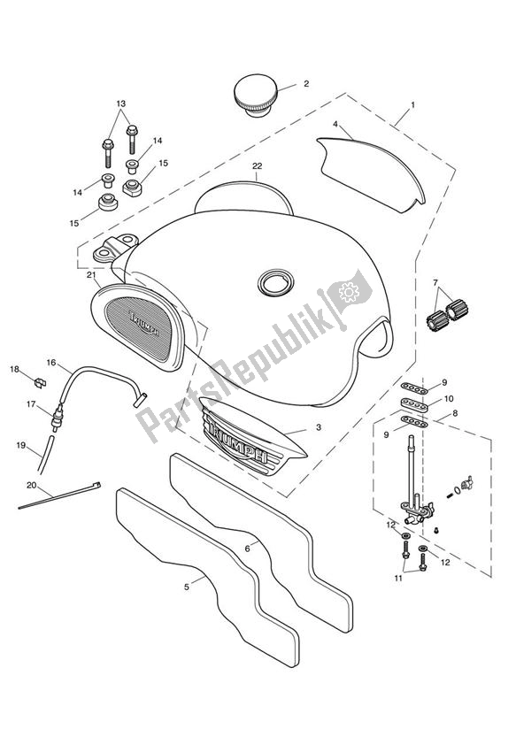 Todas las partes para Fuel Tank & Fittings - 317247 > de Triumph Scrambler Carburettor 865 2006