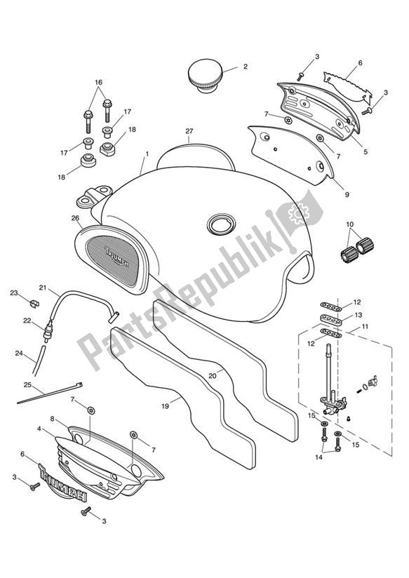 Todas las partes para Fuel Tank & Fittings >317246 de Triumph Scrambler Carburettor 865 2006