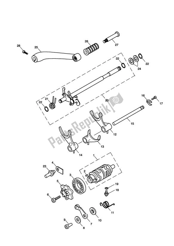 Tutte le parti per il Gear Selectors & Pedal del Triumph Scrambler Carburettor 865 2006