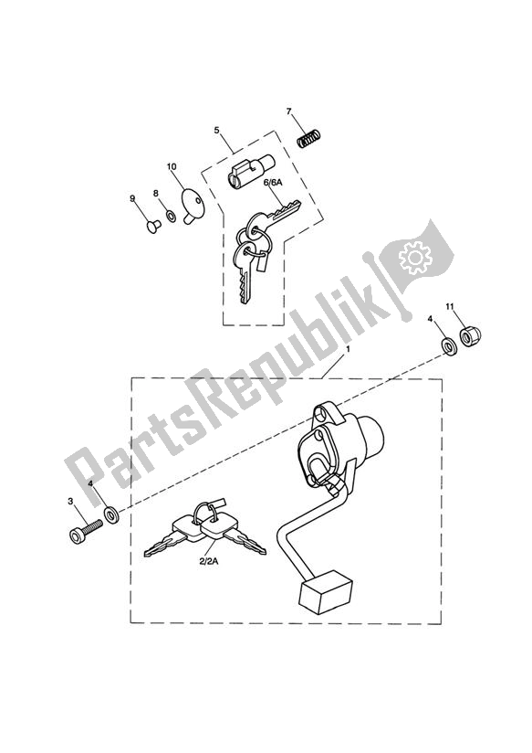 Todas as partes de Ignition Switch & Steering Lock do Triumph Scrambler Carburettor 865 2006