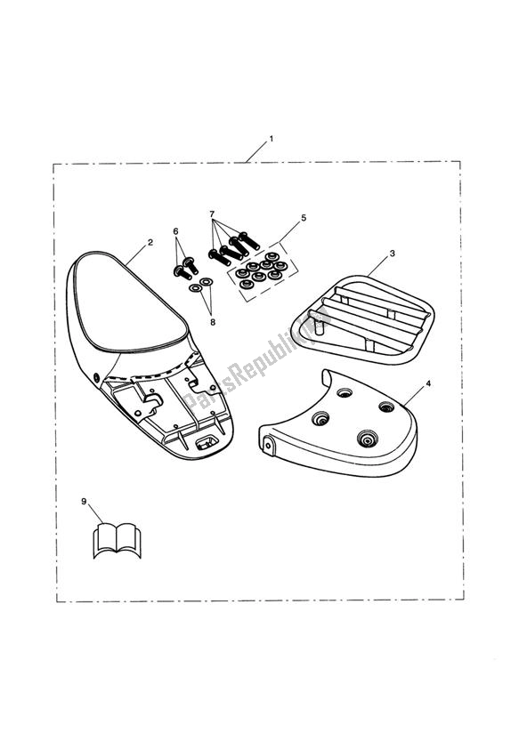 All parts for the Single Seat And Rack Kit of the Triumph Scrambler Carburettor 865 2006