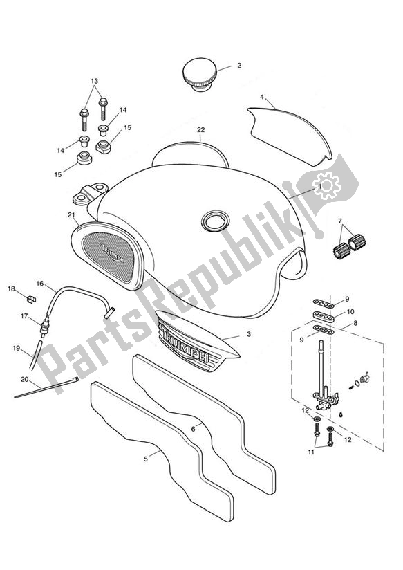 Todas las partes para Fuel Tank & Fittings - 317247 > de Triumph Scrambler Carburettor 865 2006