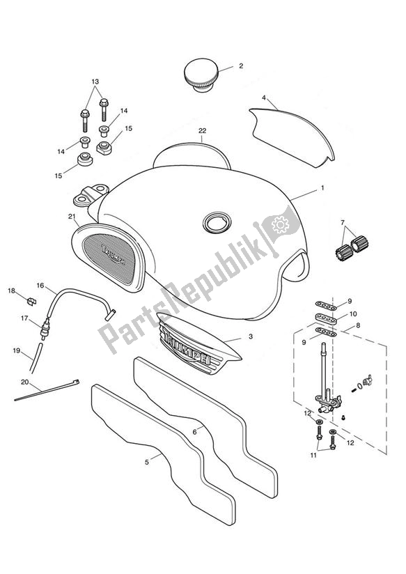 Alle onderdelen voor de Fuel Tank & Fittings - 317247 > van de Triumph Scrambler Carburettor 865 2006