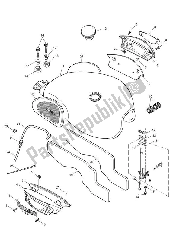 Todas las partes para Fuel Tank & Fittings >317246 de Triumph Scrambler Carburettor 865 2006