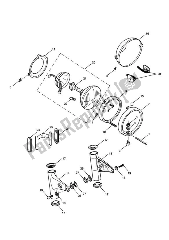 All parts for the Headlight Assembly of the Triumph Scrambler Carburettor 865 2006