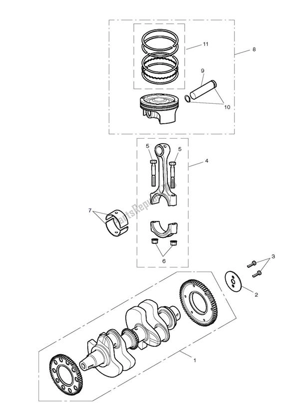 All parts for the Crankshaft, Connecting Rods & Pistons of the Triumph Scrambler EFI 865 2007 - 2014