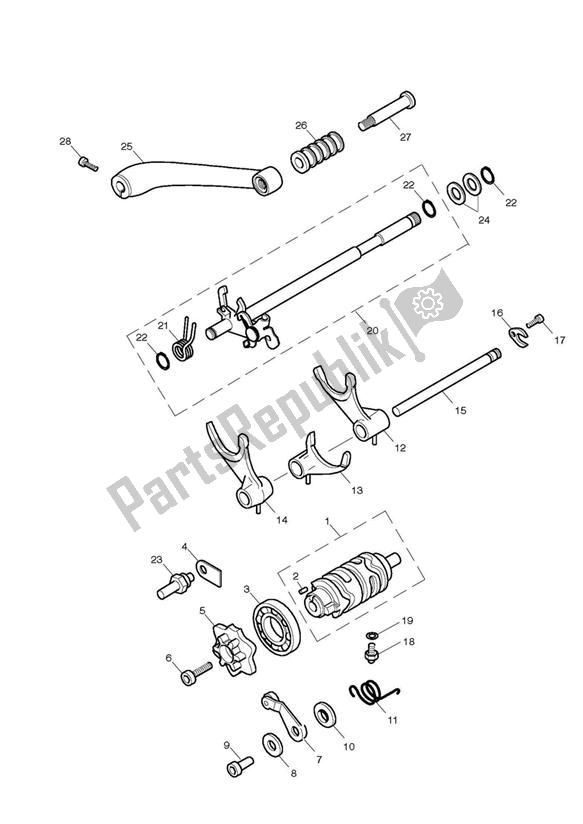 Alle onderdelen voor de Gear Selectors & Pedal van de Triumph Scrambler EFI 865 2007 - 2011