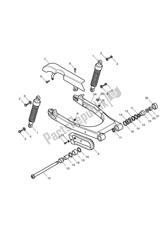 All parts for the Rear Suspension of the Triumph Scrambler EFI 865 2007 - 2011